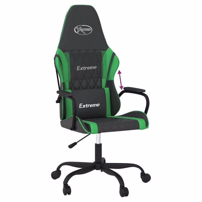 Sedia da Gaming Nera e Verde in Pelle finta