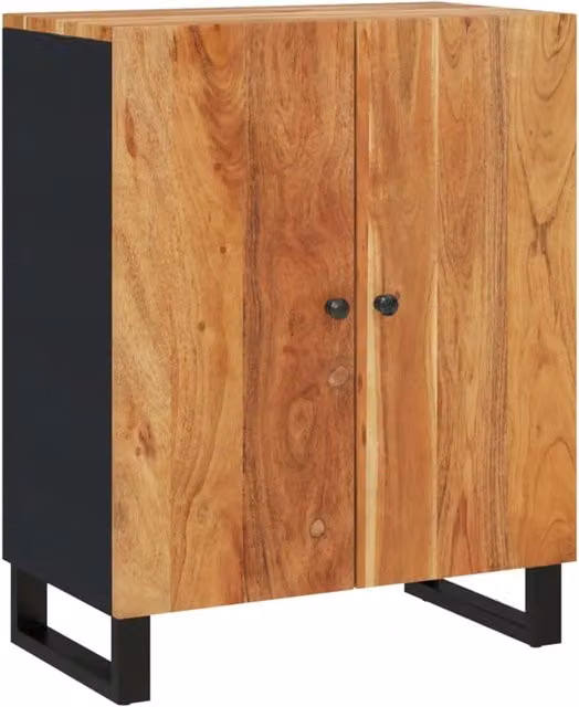 Credenza comò armadio mobile contenitore organizzatore cucina soggiorno 60 x 33 x 75 cm in legno massello di acacia marrone 02_0029609