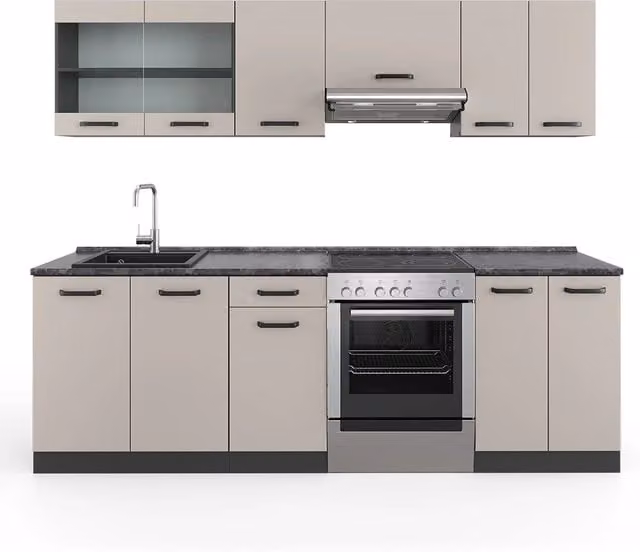 Mobile da cucina R-Line Cachemire/Antracite 240 cm, PL Antracite Vicco