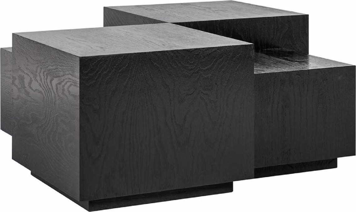 Casa Padrino Luxury Coffee Table Set of 4 Black 75 x 75 x H. 40 cm - Tavolo da salotto quadrato in legno massello - Mobili Soggiorno - Mobili - Arredamento