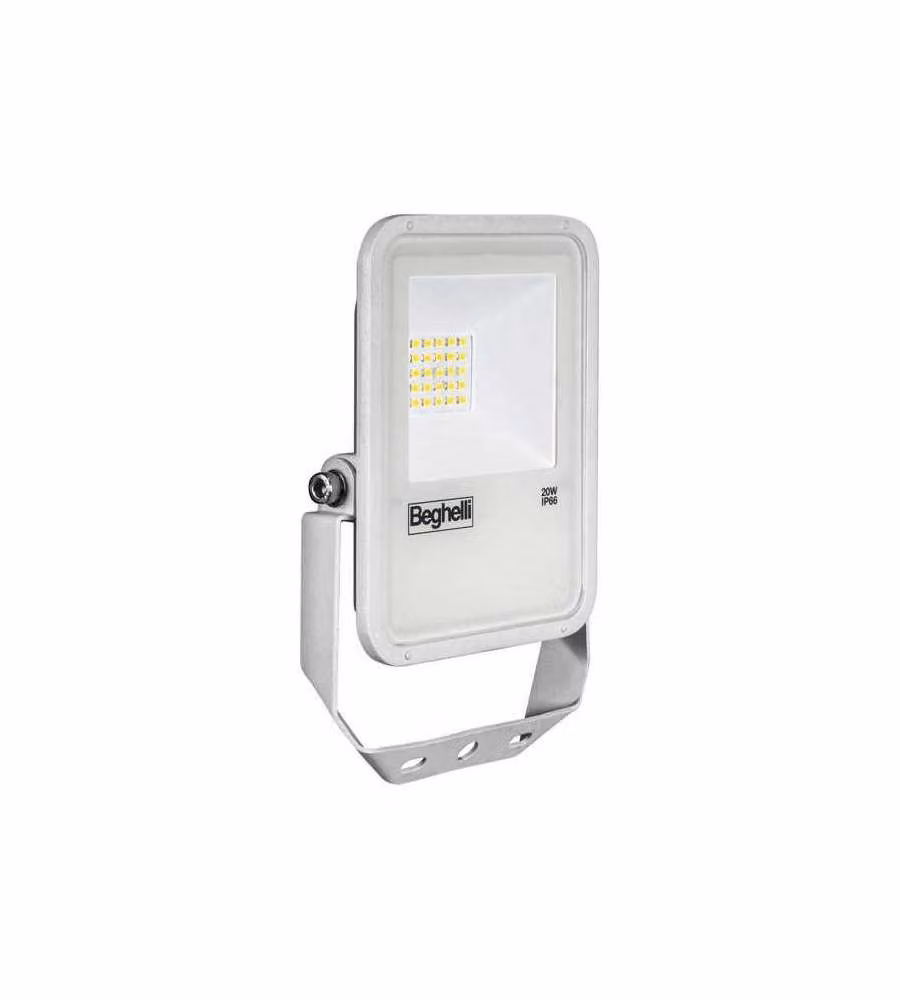 Beghelli Proiettore Bianco LED Floodlight 20W con Sensori di Movimento