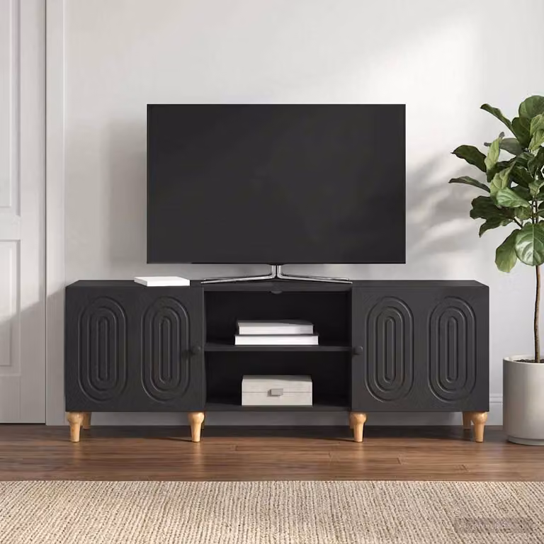 Mobile TV moderno vidaXL in legno ingegnerizzato nero L: 150 cm, P: 31 cm, H: 50 cm