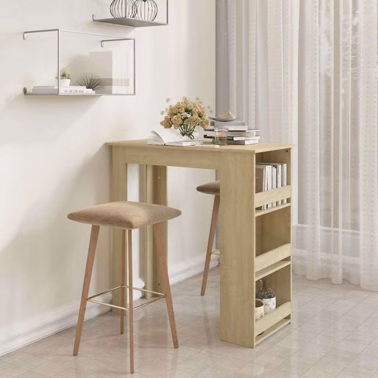 vidaXL Tavolo Bar Moderno con Ripiani in Truciolato e MDF, Colore Marrone e Beige, L: 102 cm, P: 50 cm, H: 103,5 cm