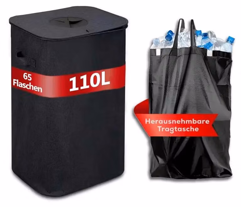 Cesto di grandi dimensioni per la conservazione – Contenitore pieghevole – 110 litri – Plastica – Riutilizzabile – Ecologico – Ideale per biancheria e materiali da riciclare