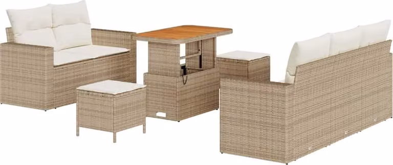 Set Divano da Giardino 8 pcs Beige polyrattan