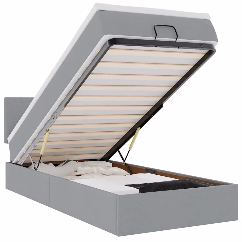 Pouf Letto con Materasso vidaXL Grigio e Bianco con LED, Porta USB e Base a Sollevamento L/P/H: 200 x 80 x 45 cm – 2