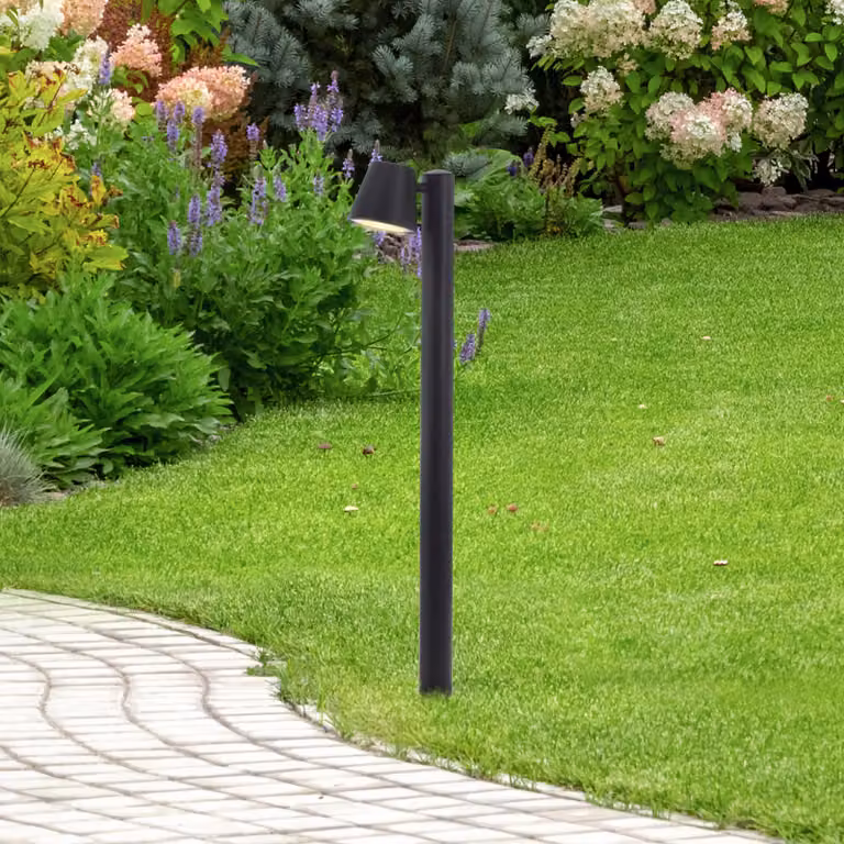 BRILLANTE lampada da terra nera per esterni Bari | altezza 80 cm | GU10 max. 10W | metallo/plastica