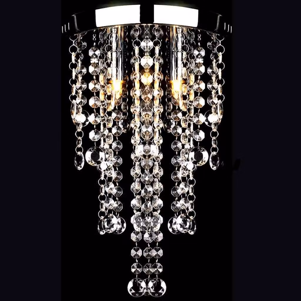 vidaXL Lampadario da Soffitto in Metallo Bianco e Cristallo Trasparente con Stile Vintage