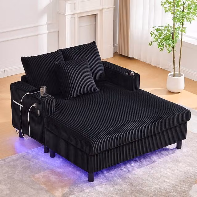 Poltrona letto spaziosa e soffice - Xylo - Portabicchieri, USB, luce LED - Perfetta per soggiorno, camera o veranda
