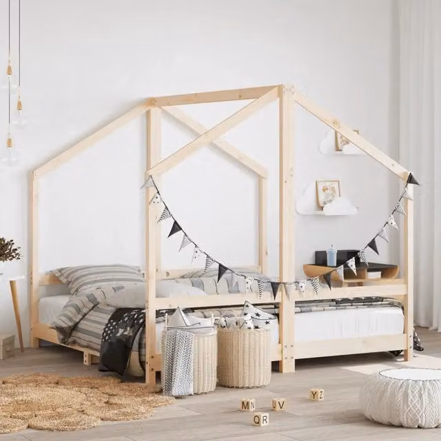 Giroletto per Bambini-Struttura Letto Bambini 2x(80x160) cm in Legno Massello di Pino