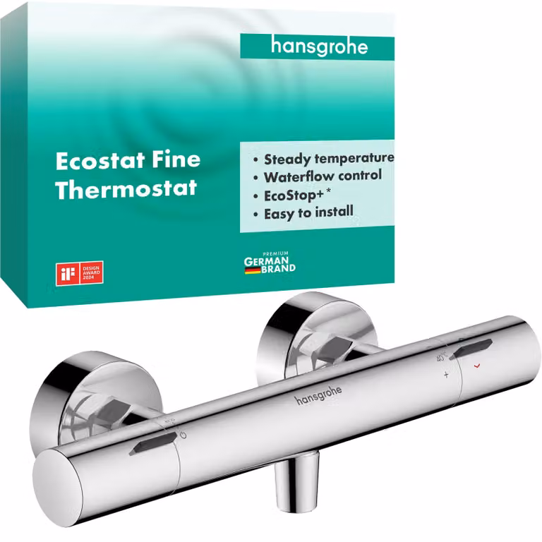 Termostato per doccia da incasso Ecostat Fine, cromo, con tecnologia EcoStop+ e sistema di sicurezza SafetyStop