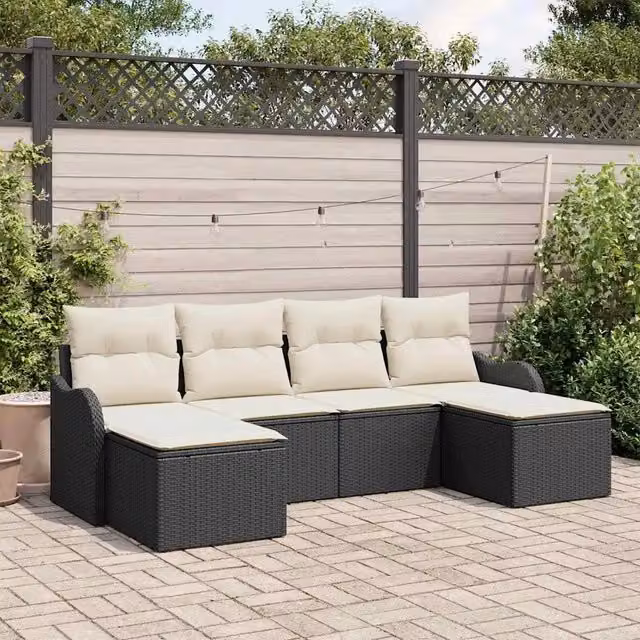 Set Divano da Giardino 6 pz Nero polyrattan 3345807