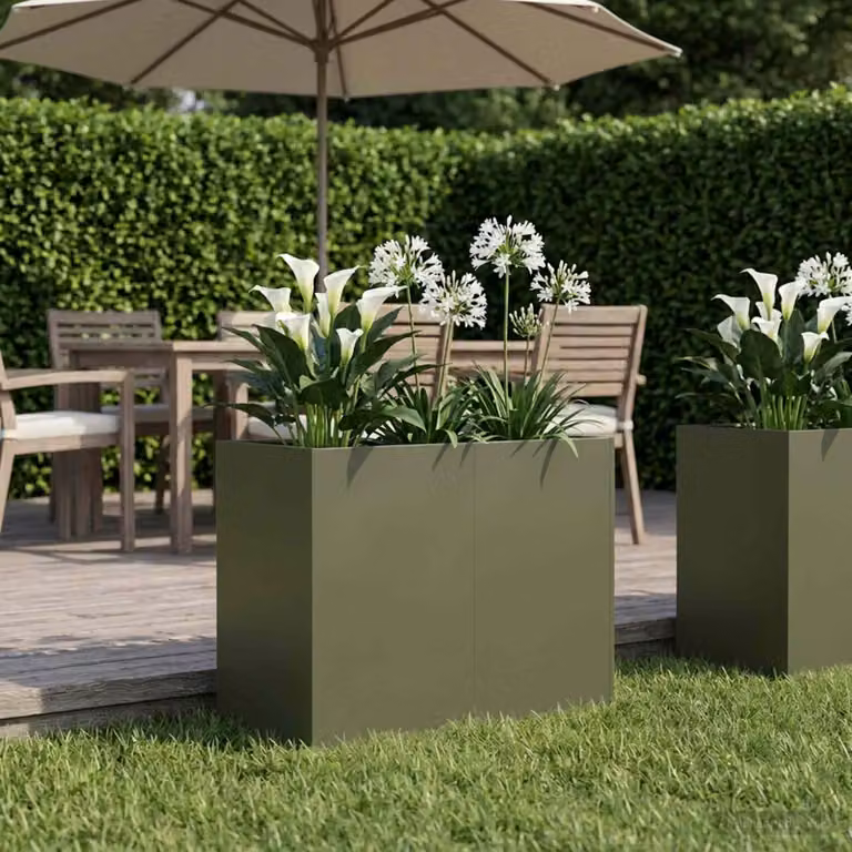 vidaXL Vaso da giardino in metallo Verde, L: 80 cm, P: 40 cm, H: 60 cm