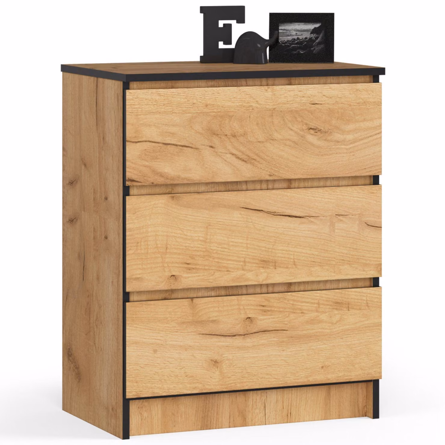 Comò Sostenibile K60 con 3 Cassetti in Finitura Legno di Quercia Craft