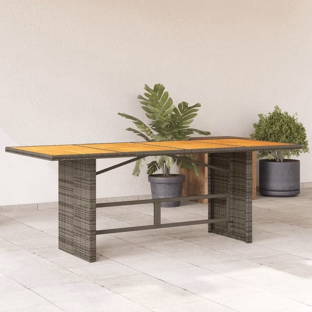 Maison Exclusive - Tavolo da giardino con piano in legno di acacia grigio 190x80x75cm Poly Rattan