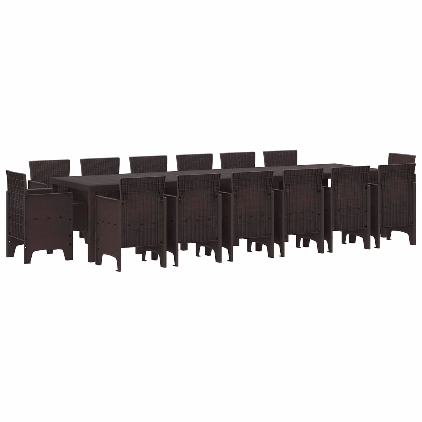 Set da pranzo da giardino vidaXL in rattan marrone, 15 pezzi