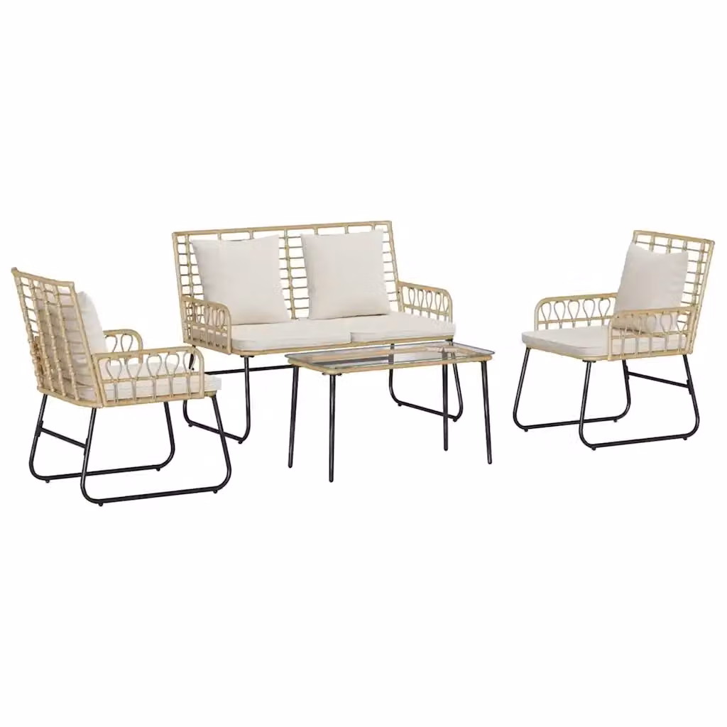 Set di mobili da giardino moderno vidaXL in 4 pezzi in polyrattan nero e antracite con poltrone lounge, tavolino da caffè e cuscini inclusi – 2