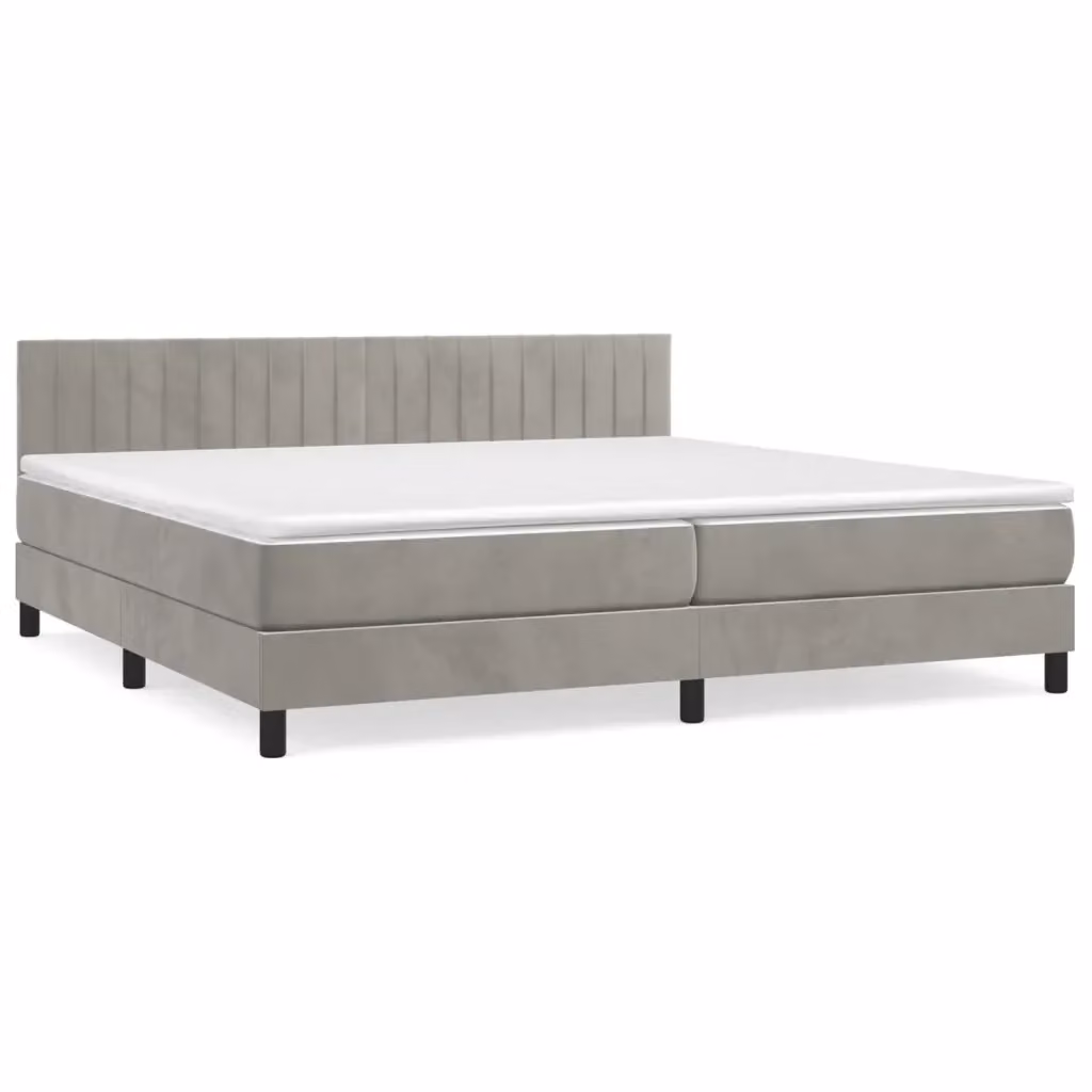 Letto Ibrido vidaXL con Giroletto a Molle e Materasso in Velluto Grigio Chiaro L 200 cm x P 200 cm x H 88 cm – 2