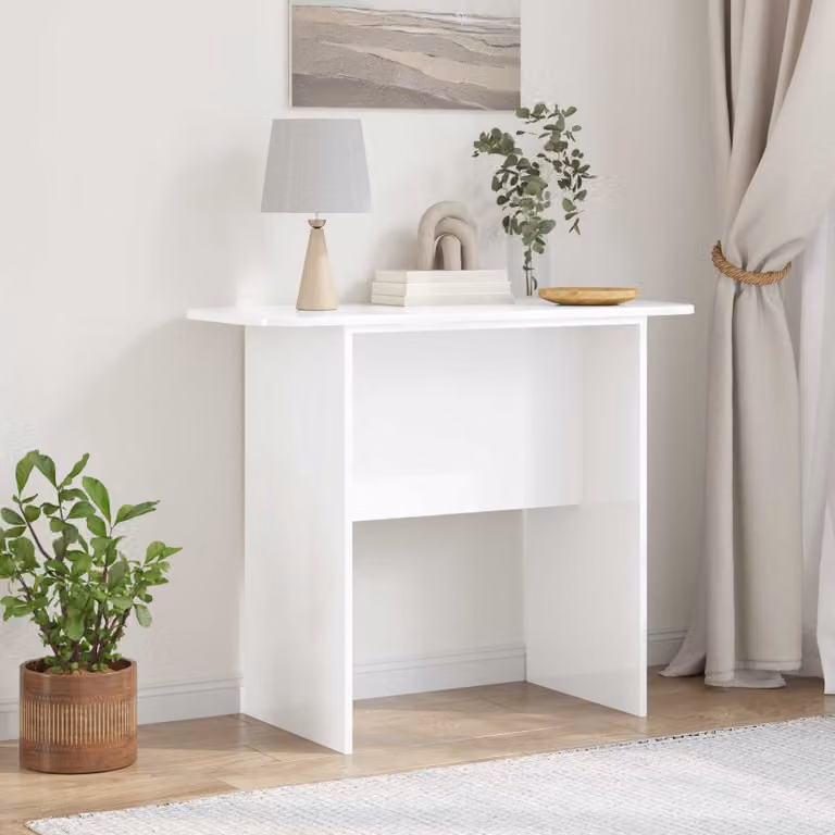 vidaXL Tavolo consolle moderno in MDF bianco lucido L 93 cm x P 40 cm x H 75 cm