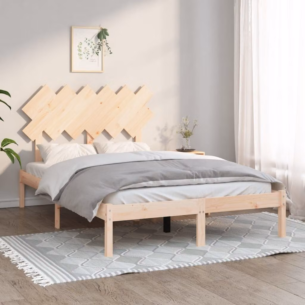 The Living Store Letto in legno massiccio 120x200 cm