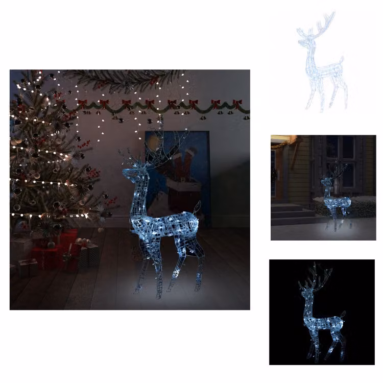 vidaXL LED renna acrilica decorazione natalizia 140 LED 120 cm bianco freddo - illuminazione natalizia
