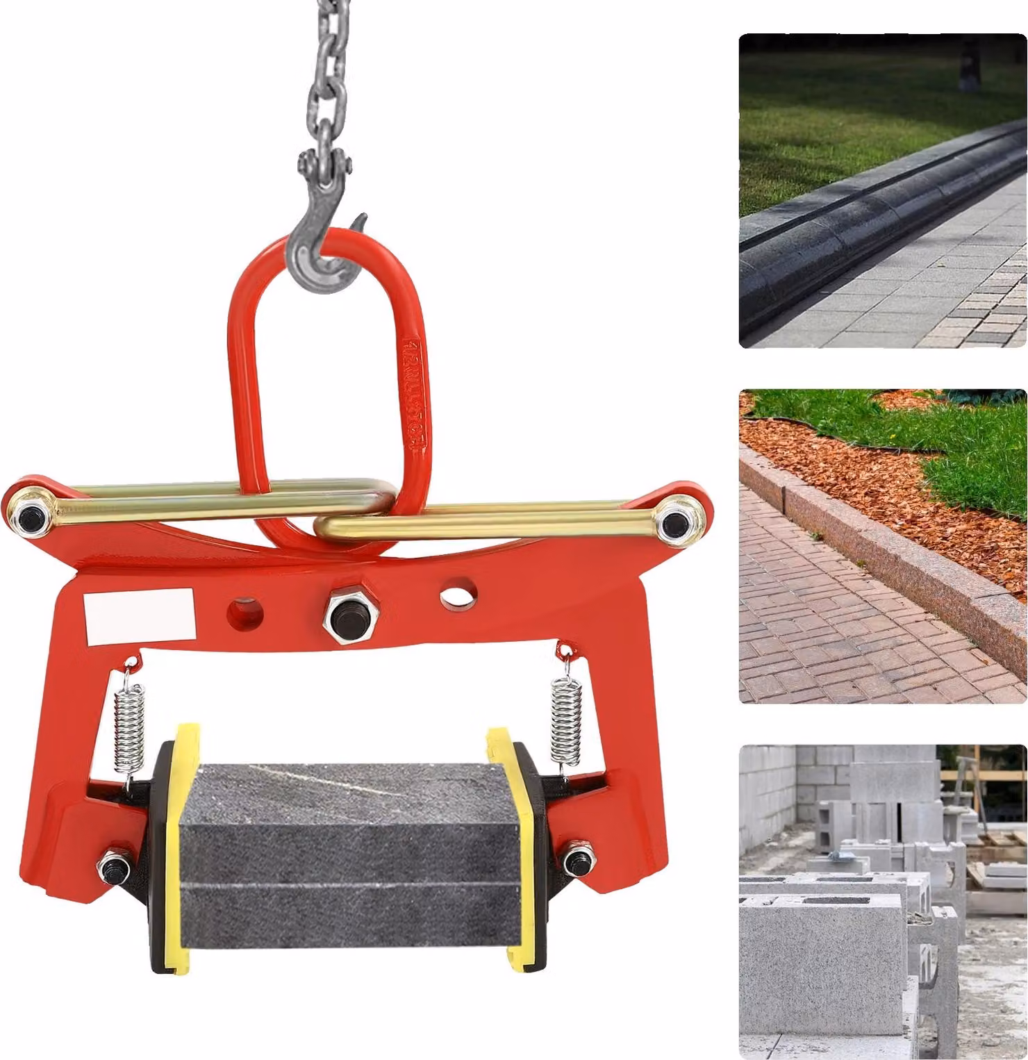 Pinze per pietra, portata massima 330 kg, apertura regolabile 10-24 cm, spessore piastra 10 mm, peso lordo 8 kg, dimensioni imballo 45*26*12 cm