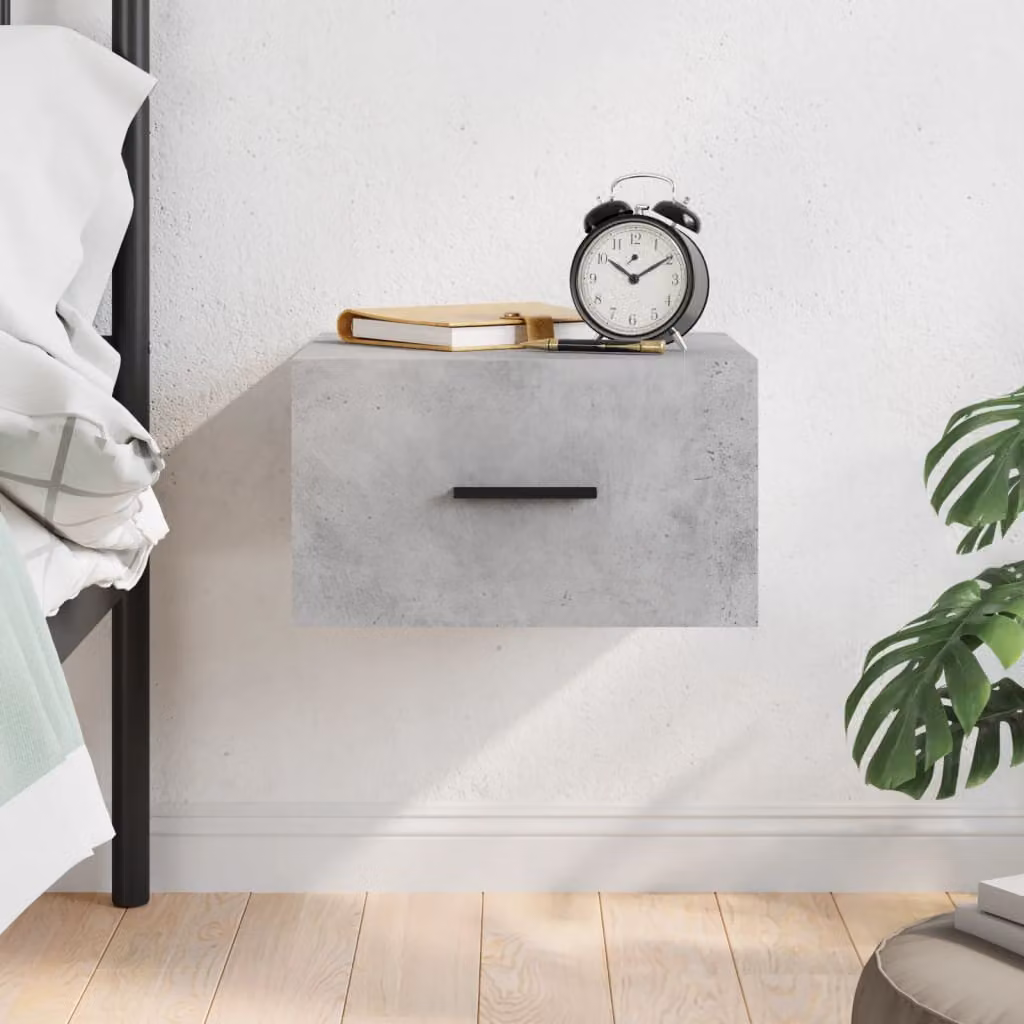 Comodino a muro vidaXL Grigio Cemento L/P/H: 35 x 35 x 20 cm