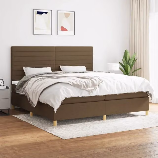 Letto Ibrido con Giroletto a Molle e Materasso vidaXL Marrone e Bianco L/P/H: 200 x 200 x 31 cm – 1