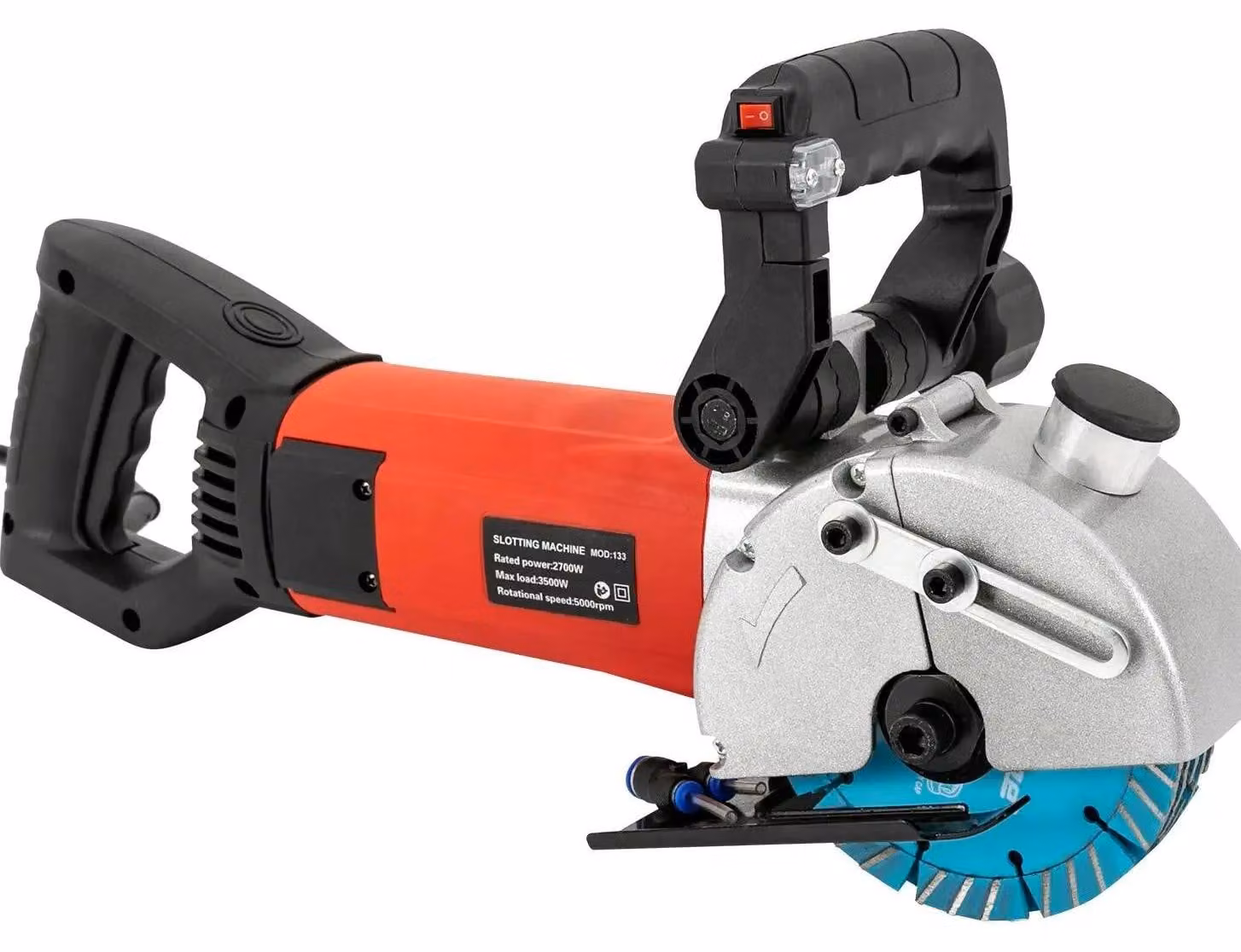 Frese per intagliare muri in calcestruzzo - 133 mm - Potenza 2700 W - Profondità di taglio 42 mm - Larghezza intaglio 40 mm - Velocità di rotazione 5000 giri/min - Spina UE da 220 V - Rosso