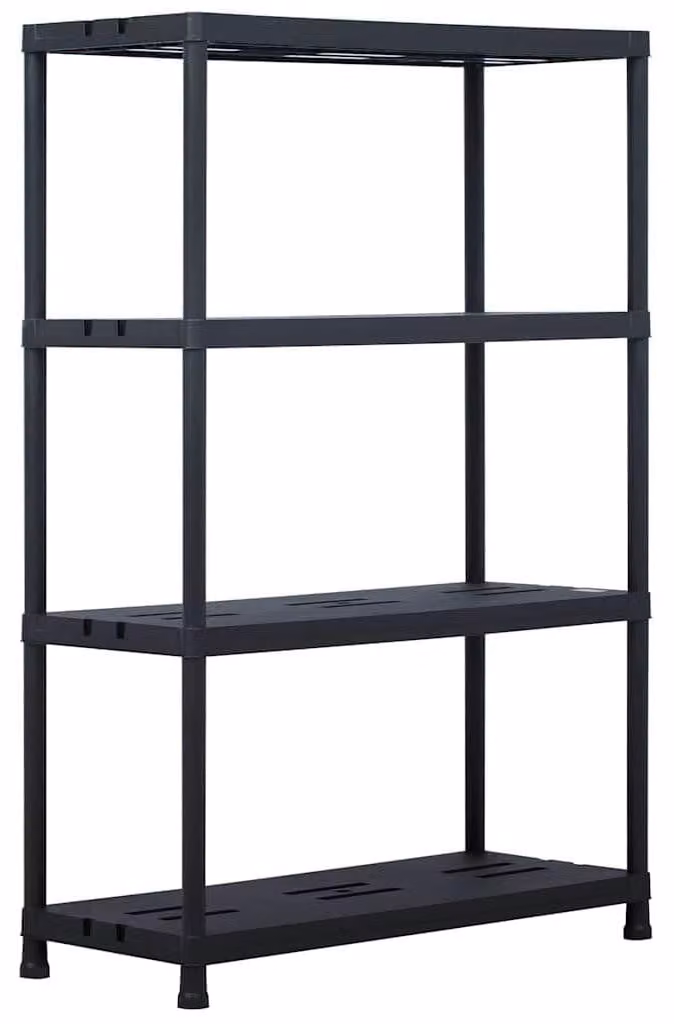 P scaffale portaoggetti nero in plastica, dimensioni 90 x 40 x 138 cm
