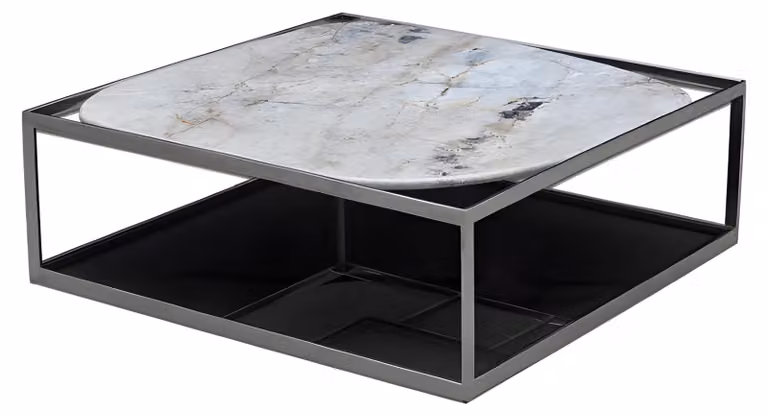Grauer Metall Couchtisch modern elegant