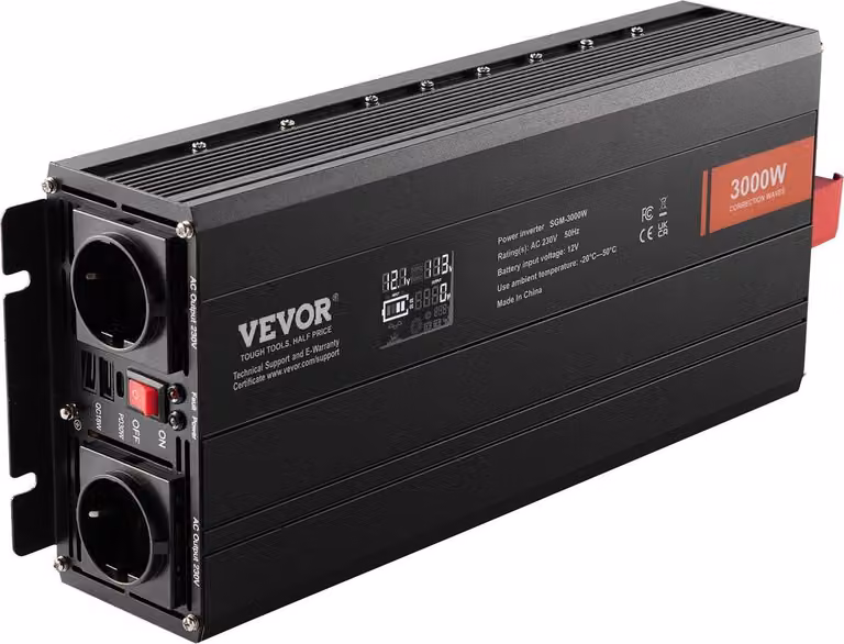 Inverter a onda sinusoidale modificata 3000 W da 12 V CC a 230 V CA con display LCD, e FCC