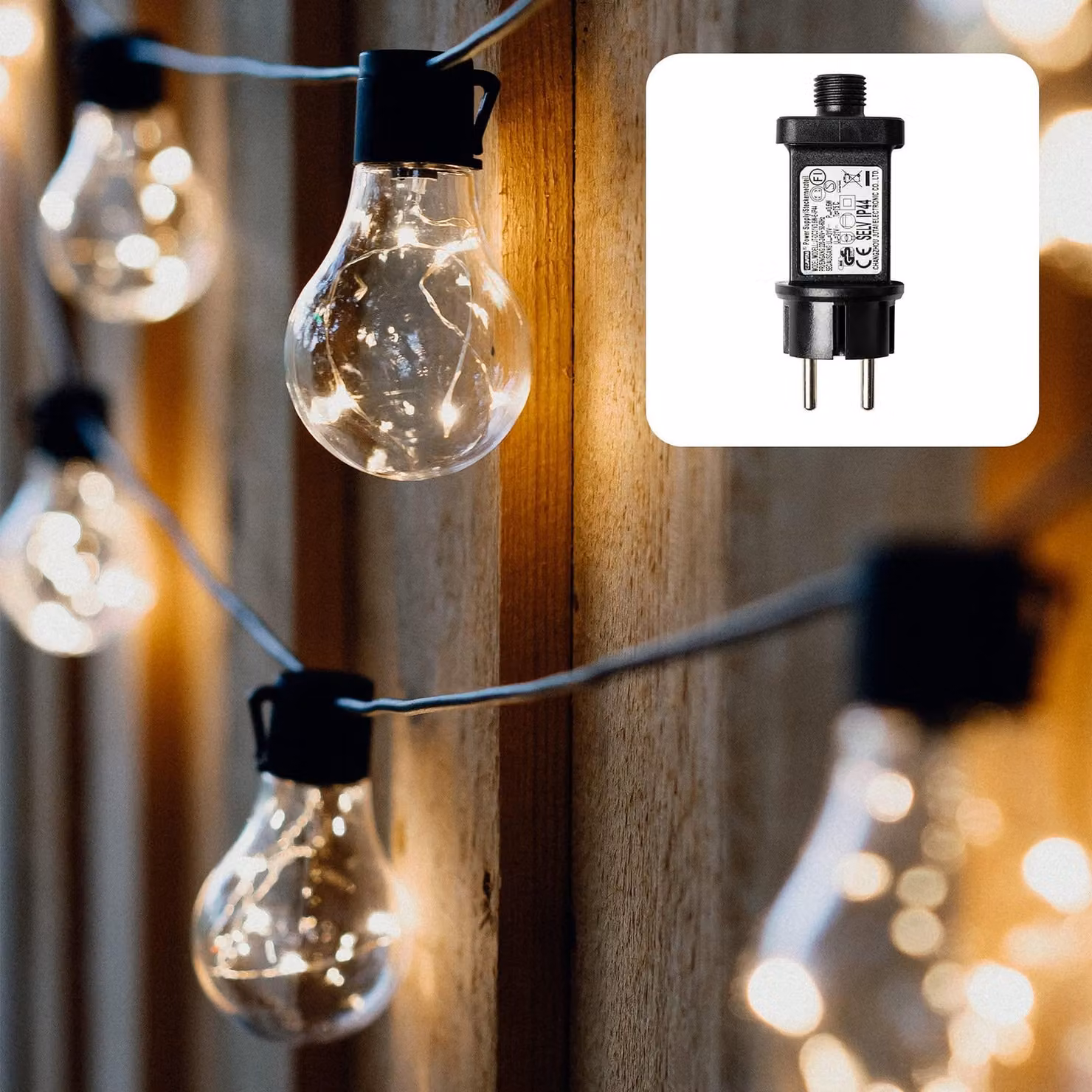 Catena luminosa a LED, 10 lampadine, luce bianco caldo, 4,5 metri, 59 lm, per uso esterno