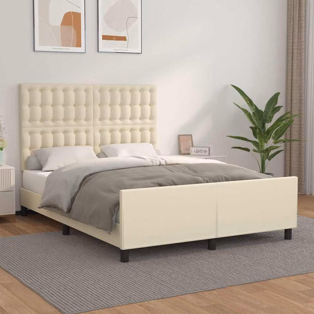 Giroletto con testiera vidaXL in similpelle beige L/P/H: 140 x 200 x 128 cm