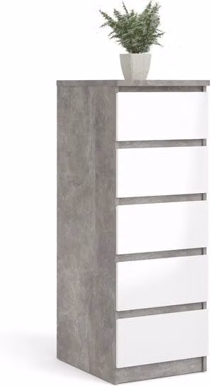 Cassettiera Naia Tvilum con 5 cassetti bianca opaca L: 76,2 cm, H: 111,3 cm, P: 40,4 cm