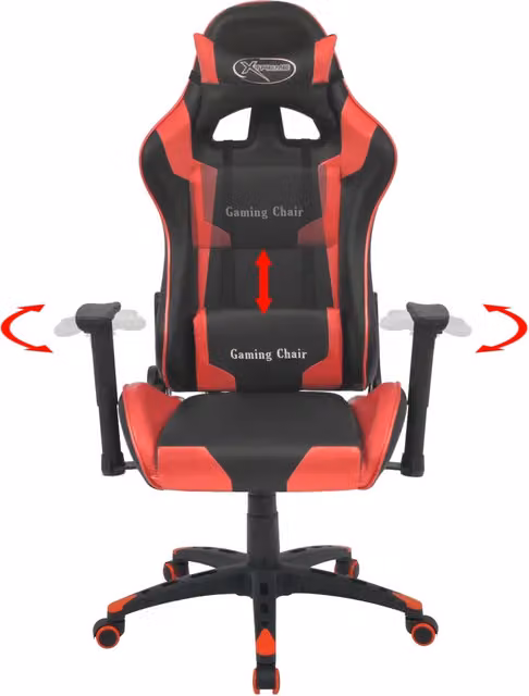 Sedia da Gaming Racing DESIGN IN Rossa e Nera in Pelle Sintetica con Poggiatesta e Ruote