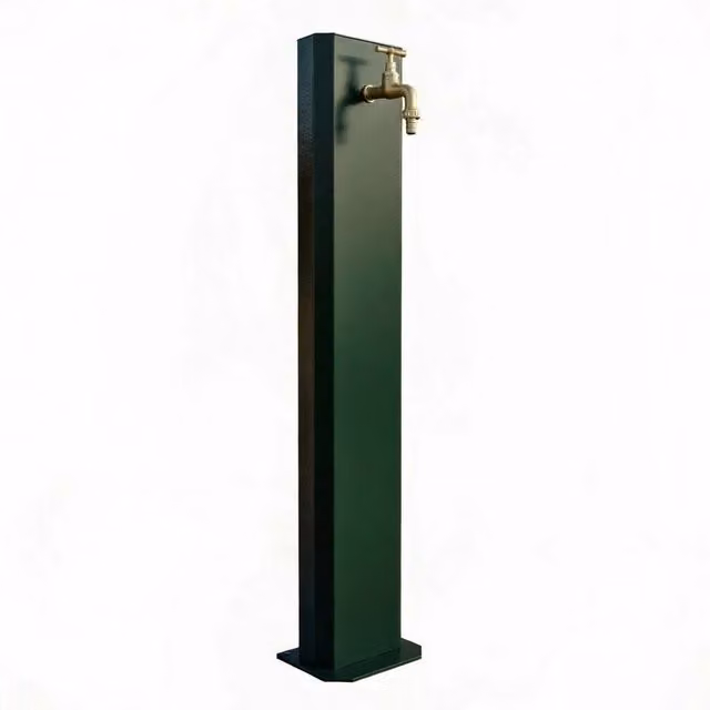 Fontana da Giardino a Colonna Ovale GIORDANOSHOP Verde con Rubinetto in Ottone e Acciaio