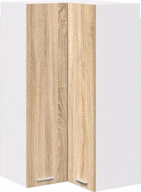 Armadio pensile da cucina moderno con ante a battente in rovere e bianco L/P/H: 57 x 57 x 100 cm