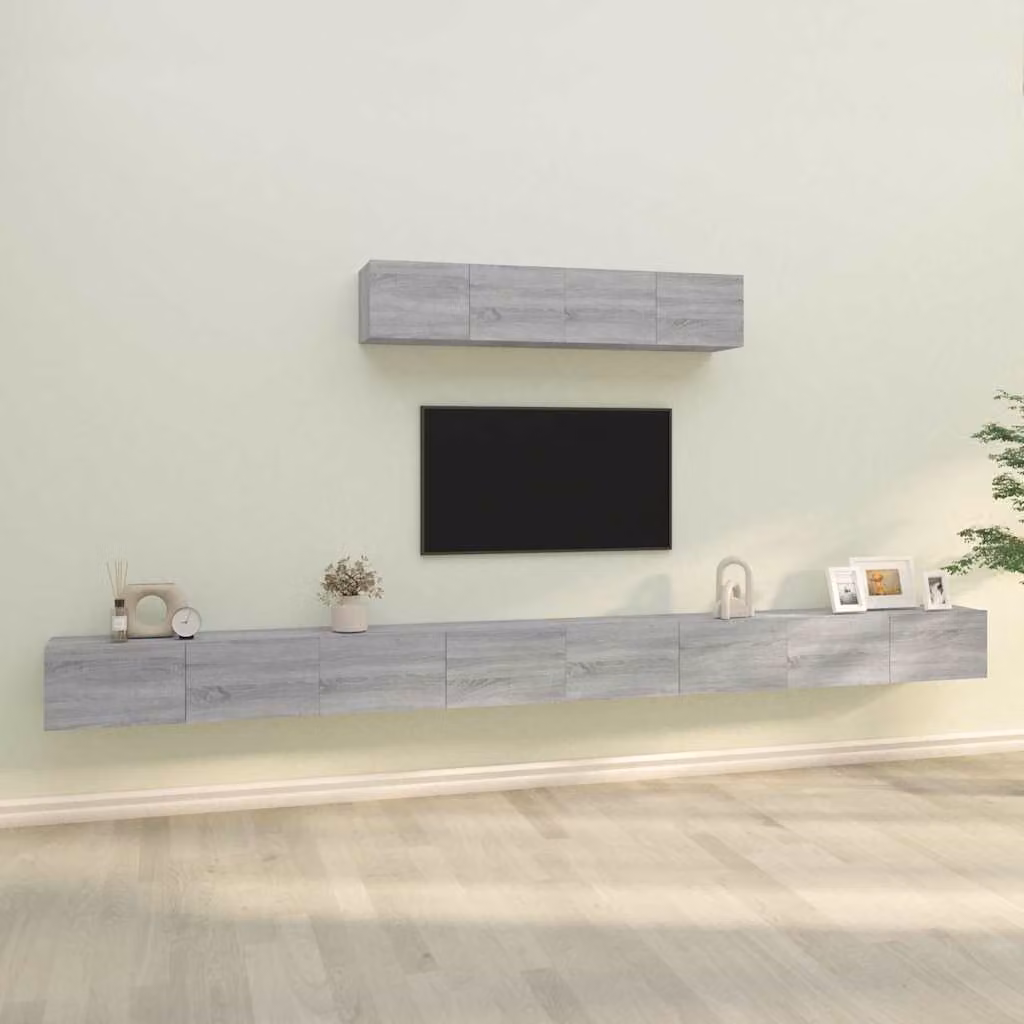 vidaXL Set di Mobili Porta TV 6 pz Grigio in Legno e MDF per Soggiorno – 1