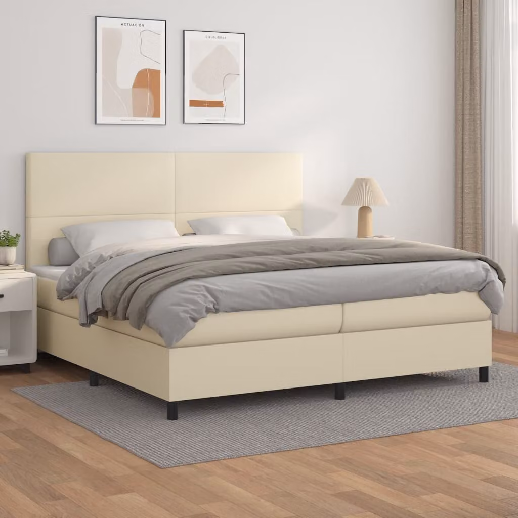 Maison Exclusive - Letto boxspring con materasso Crema 200x200 cm Pelle finta