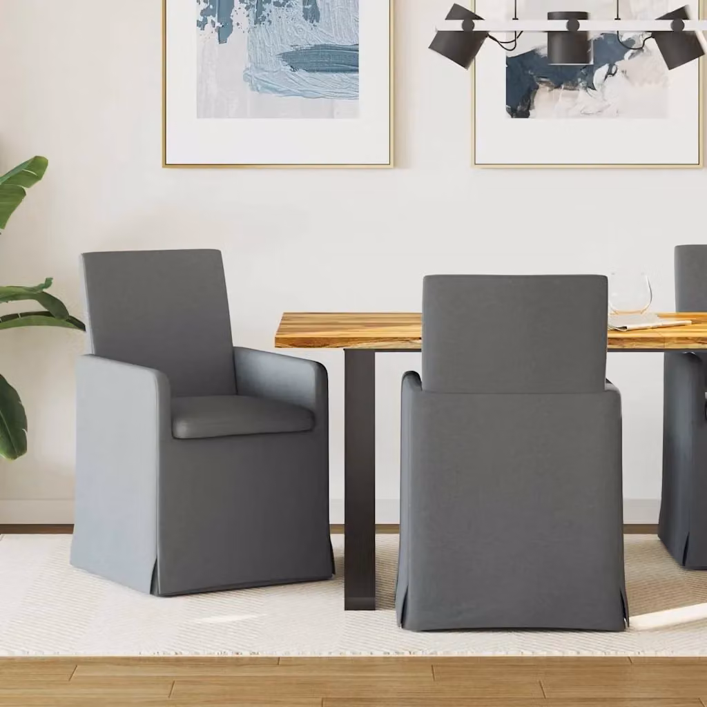 Set di 2 sedie da pranzo e cucina moderne in tessuto antracite con struttura in metallo e MDF, L 57 cm x P 67 cm x H 95 cm – 2