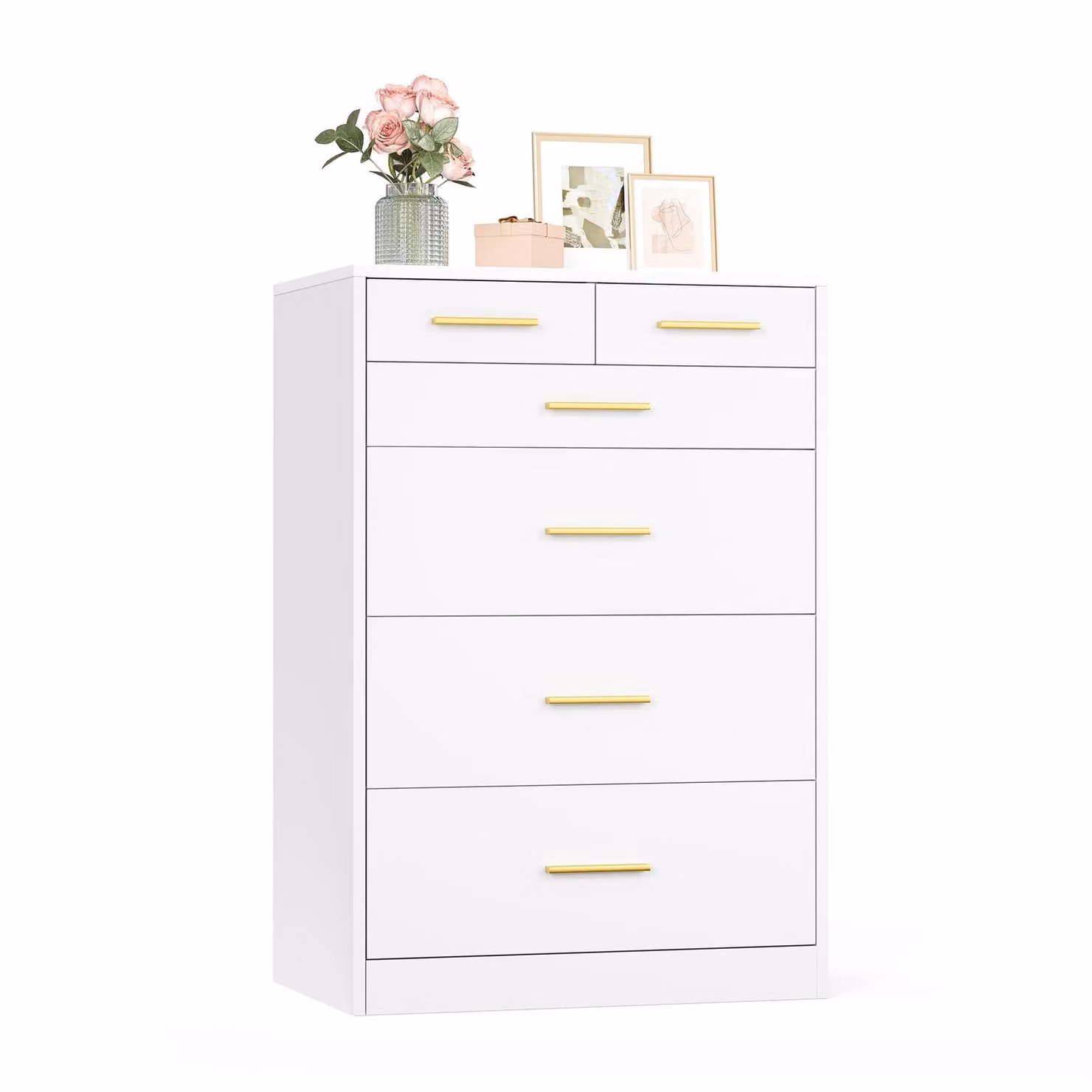 Comodino VASAGLE a 6 cassetti, mobile contenitore, per camera da letto o soggiorno, 40 x 60,2 x 88,7 cm, bianco