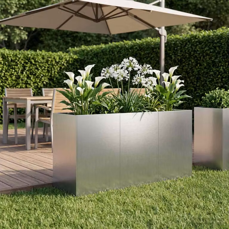 Vaso da giardino vidaXL in acciaio zincato Argento L: 120 cm, P: 40 cm, H: 60 cm