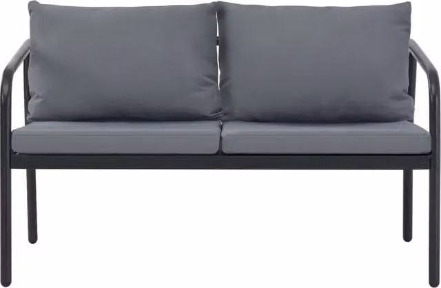 Divano da Giardino a 2 Posti-Sofa da giardino con Cuscini Grigio in Alluminio
