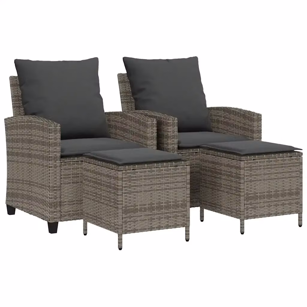 Set da giardino vidaXL composto da poltrona lounge e pouf con cuscini in tessuto grigio e struttura in metallo resistente ai raggi UV – 2
