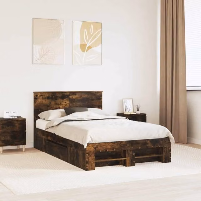 Struttura del letto-Giroletto Rovere fum¨¦ 120 x 200 cm Legno multistrato 320383