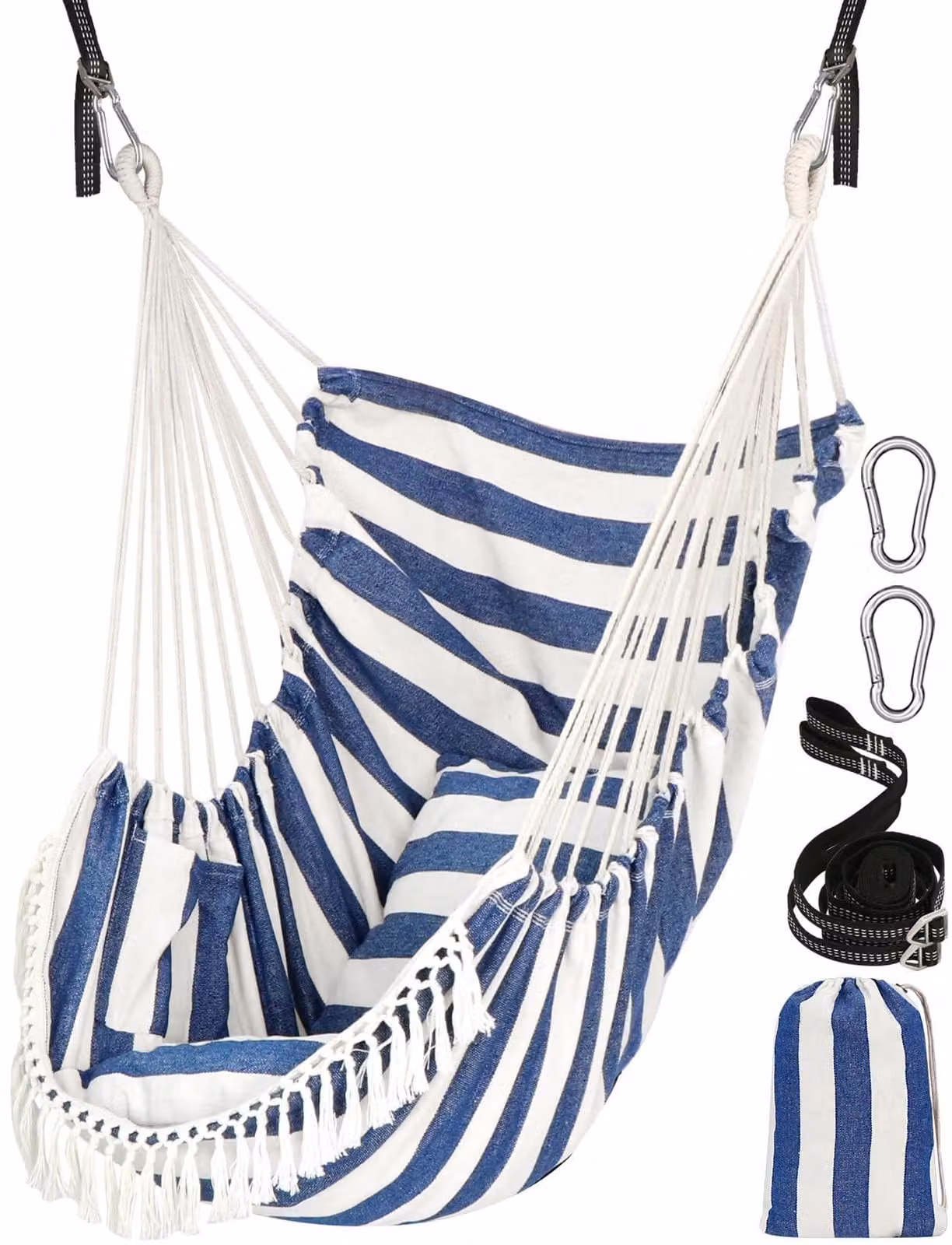 Omgoods - Sedia a dondolo - Include 2 cuscini, ganci e cinghie resistenti, confortevole