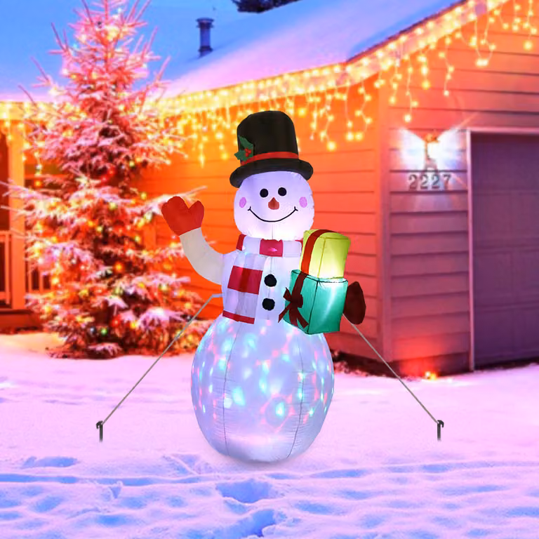 150cm pupazzo di neve gonfiabile, pupazzo di neve gonfiabile di Natale Decorazione di Natale all'aperto con la luce del LED Decorazione gigante del partito del pupazzo di neve,