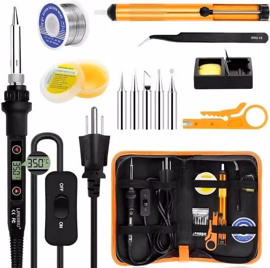 Kit di Saldatura 13 in 1 da 80W con Display LCD e Regolazione della Temperatura 180-520°C Multicolore