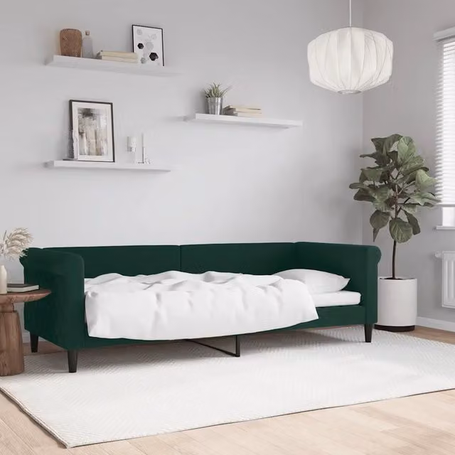 Letto da giorno verde vidaXL con struttura in metallo, legno e telaio imbottito L: 229 cm, P: 90 cm, H: 68 cm – 1